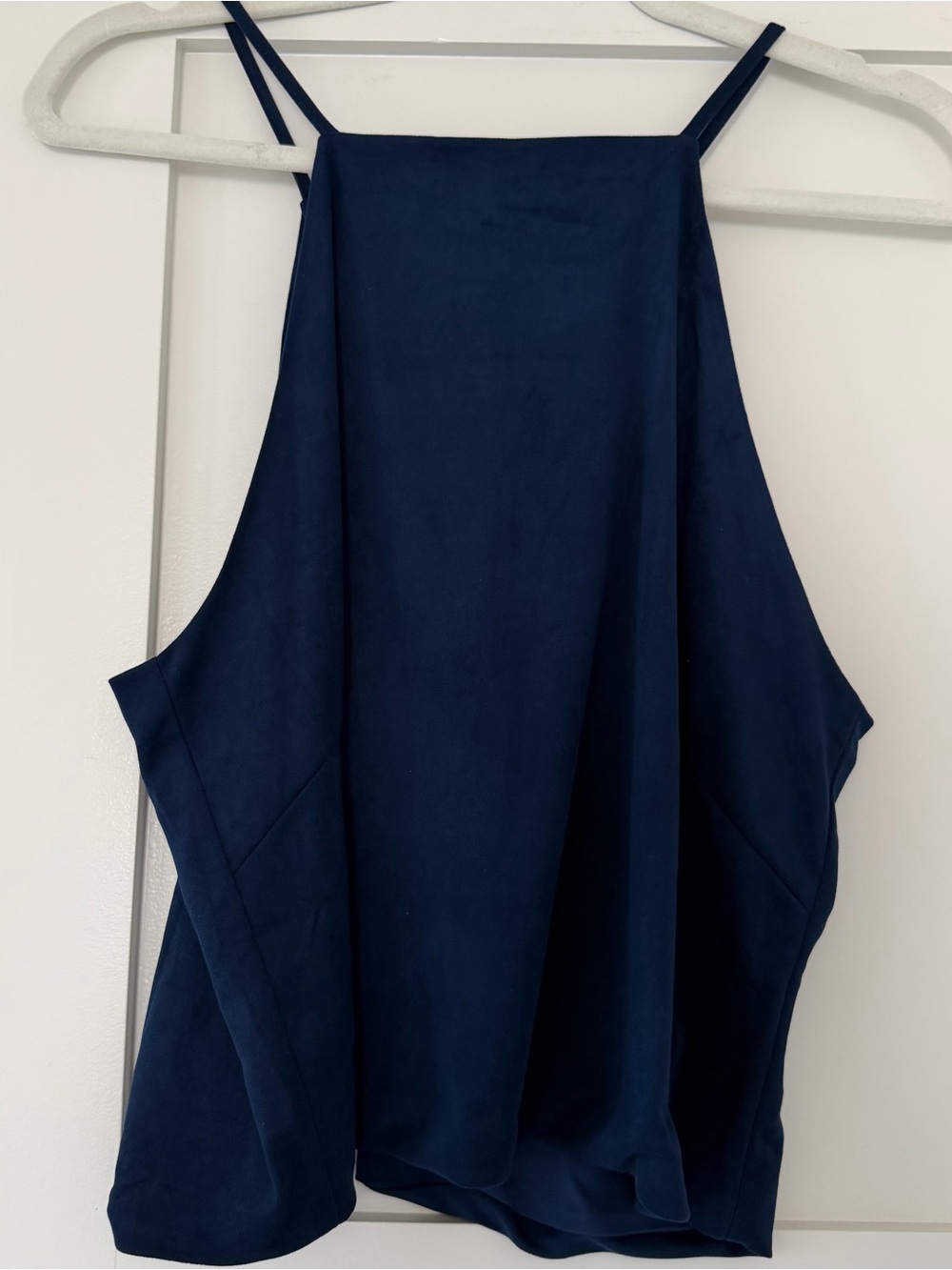 Olivaceous Navy Blue High Neck Halter Top | Size L | Open Back | Flowy | NWOT - Picture 4 of 9
